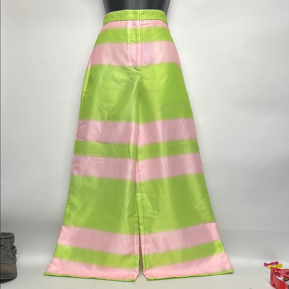 Main Strip Lime and Pink Wide-Leg Pants